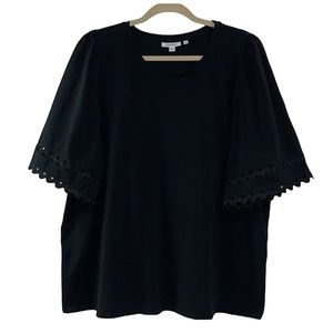 Chico's Lace Detail Flutter Sleeve Tee